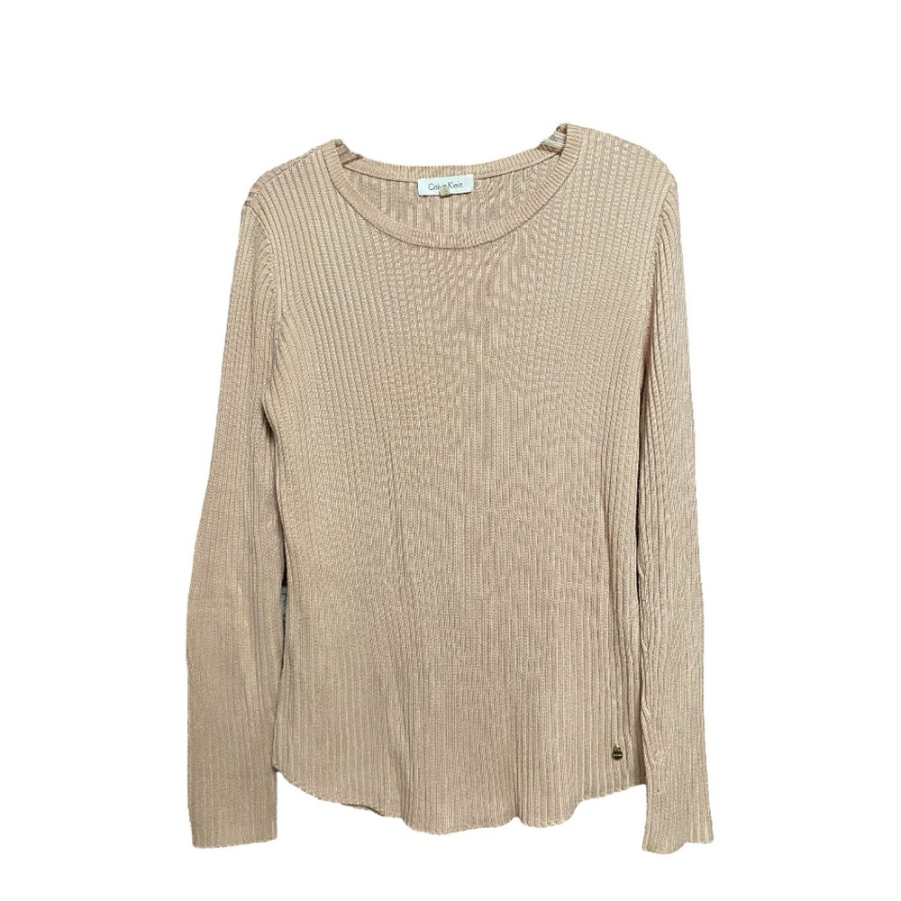 Calvin Klein Women's Tan Ribbed Knit Top